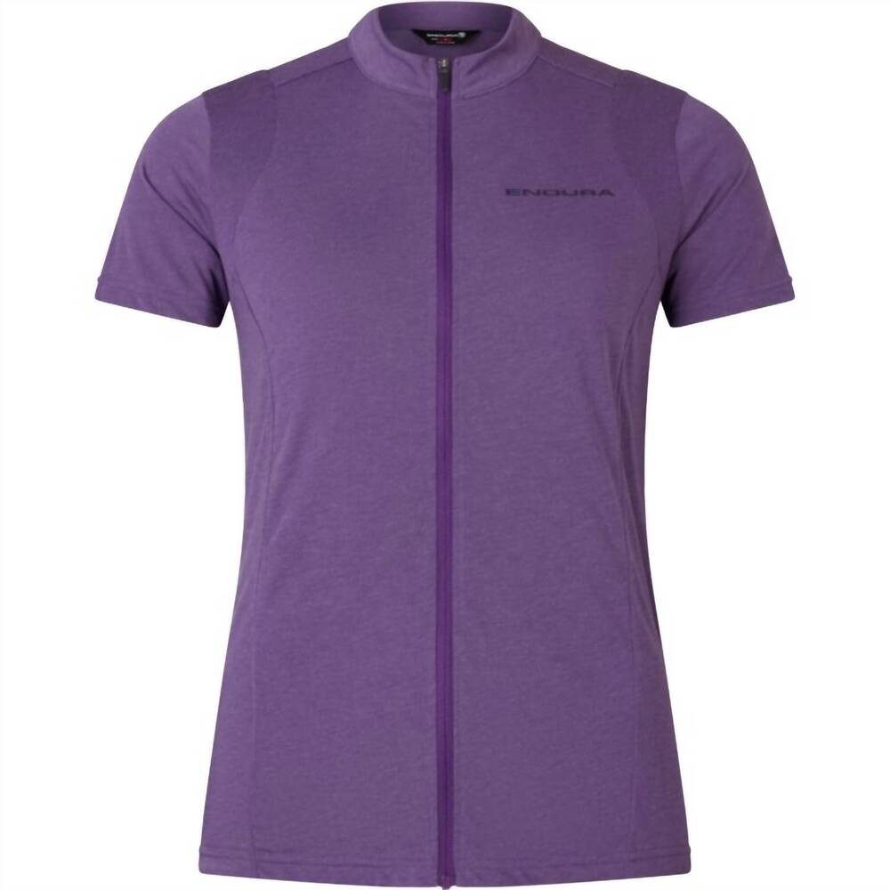 NEW ENDURA INC women's loop short sleeve zipped jersey in heather (purple)